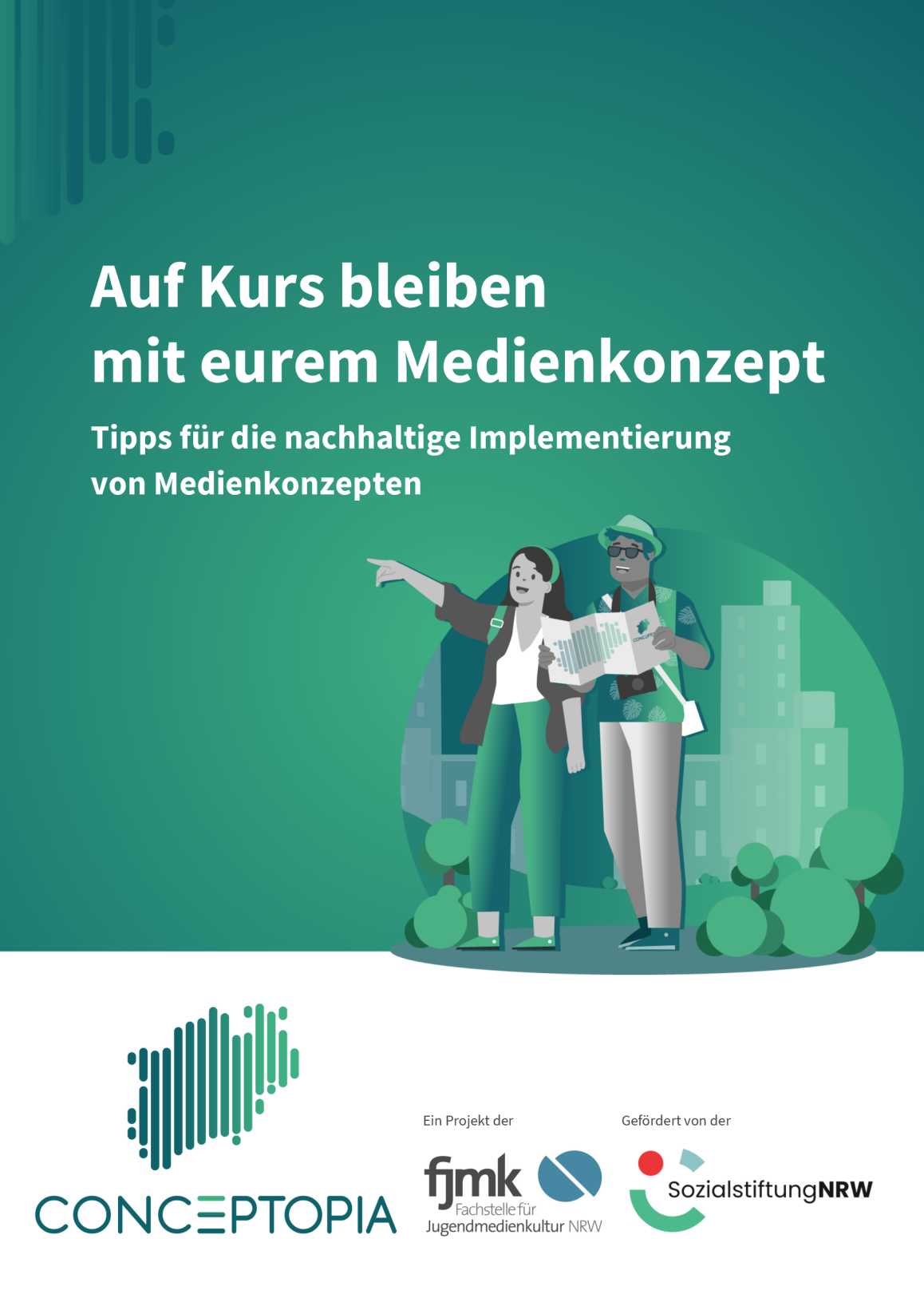 Cover der Broschüre "Tipps für die nachhaltige Implementierung von Medienkonzepten"